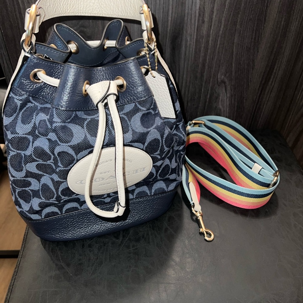 Dempsey Drawstring Bucket Bag In Signature Denim.… - image 8